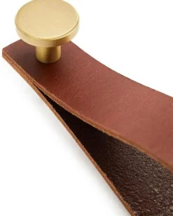 Hot Dot Knage 15 cm, Læder/Messing Badeværelse|Knager Og Knagerækker