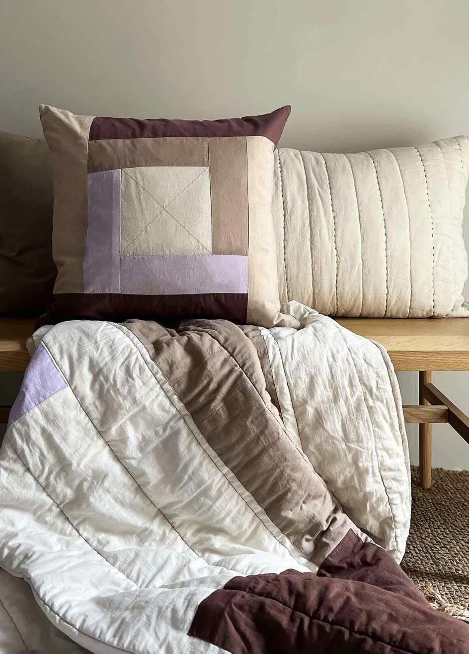 Discount MOUD Home Patch Pudebetræk 50x50 cm, Lilla/Brun/Beige