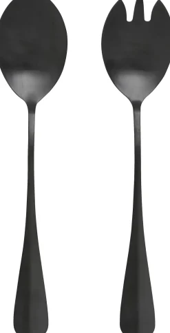 Outlet Black Salatbestik 2 Dele, Mat Sort Serveringsbestik