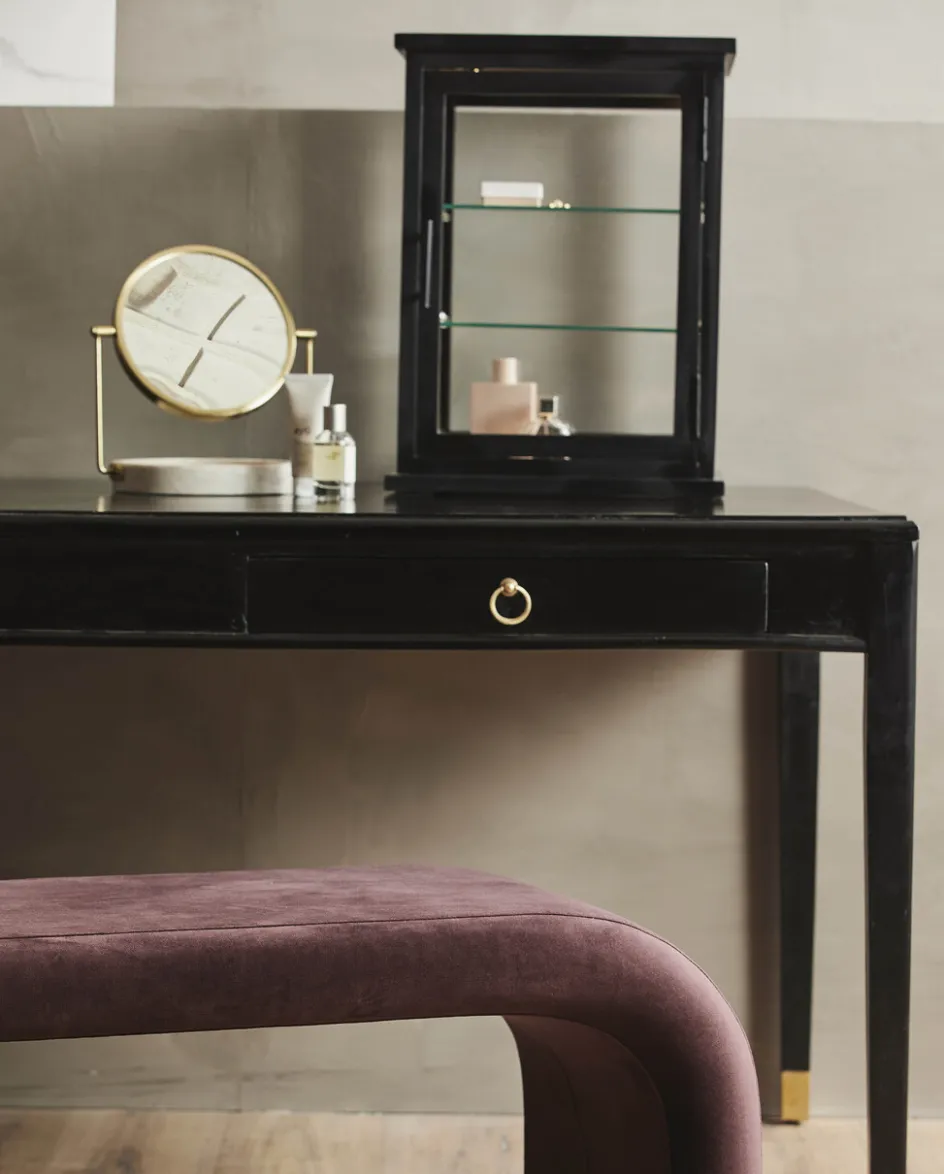 Outlet Nordal Haja Bordspejl H28,5 cm, Brun marmor/Guld