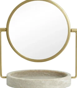 Outlet Nordal Haja Bordspejl H28,5 cm, Brun marmor/Guld