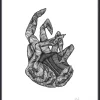 Nordal Stue|Vægdekorationer Og Plakater > Hand Illustration m. Ramme 40x30 cm, Sort/Hvid