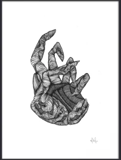 Nordal Stue|Vægdekorationer Og Plakater > Hand Illustration m. Ramme 40x30 cm, Sort/Hvid