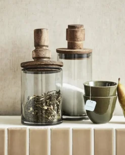 Nordal Salvie Opbevaringsglas , Glas/Træ