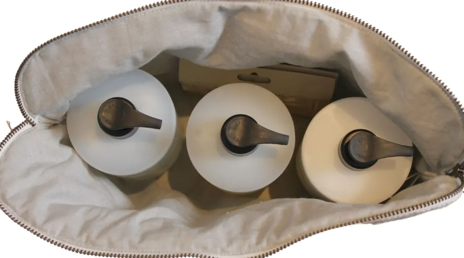 Discount OMHU Mini Strib Makeuppung 24x15 cm, Lys Grå