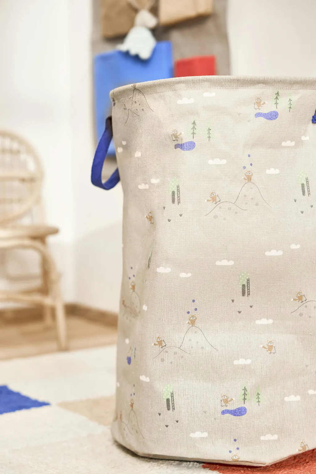 Børn OYOY Mini Opbevaring Til Børneværelset|Børneværelse > Foxy Opbevaringskurv H, Beige/Blå