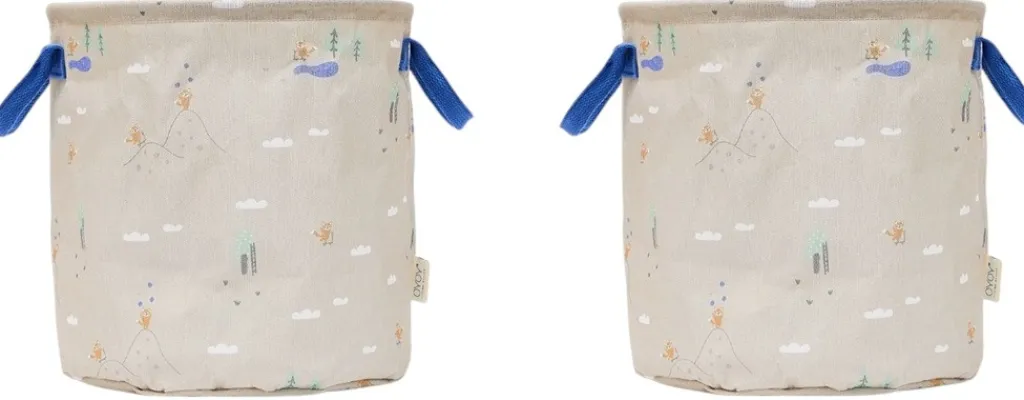 Hot Foxy Opbevaringskurv 2 stk. H32 cm, Beige/Blå Børn Opbevaring Til Børneværelset|Børneværelse