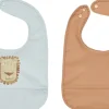 Børn OYOY Mini Hagesmække Og Savlesmække|Hagesmække > Hagesmæk Lobo Lion 2 stk. 34 cm, Caramel/Ice Blue