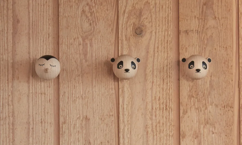 Knage Panda 5,5 cm, Bøg Børn Knager Til Børneværelset|Møbler Til Børneværelset