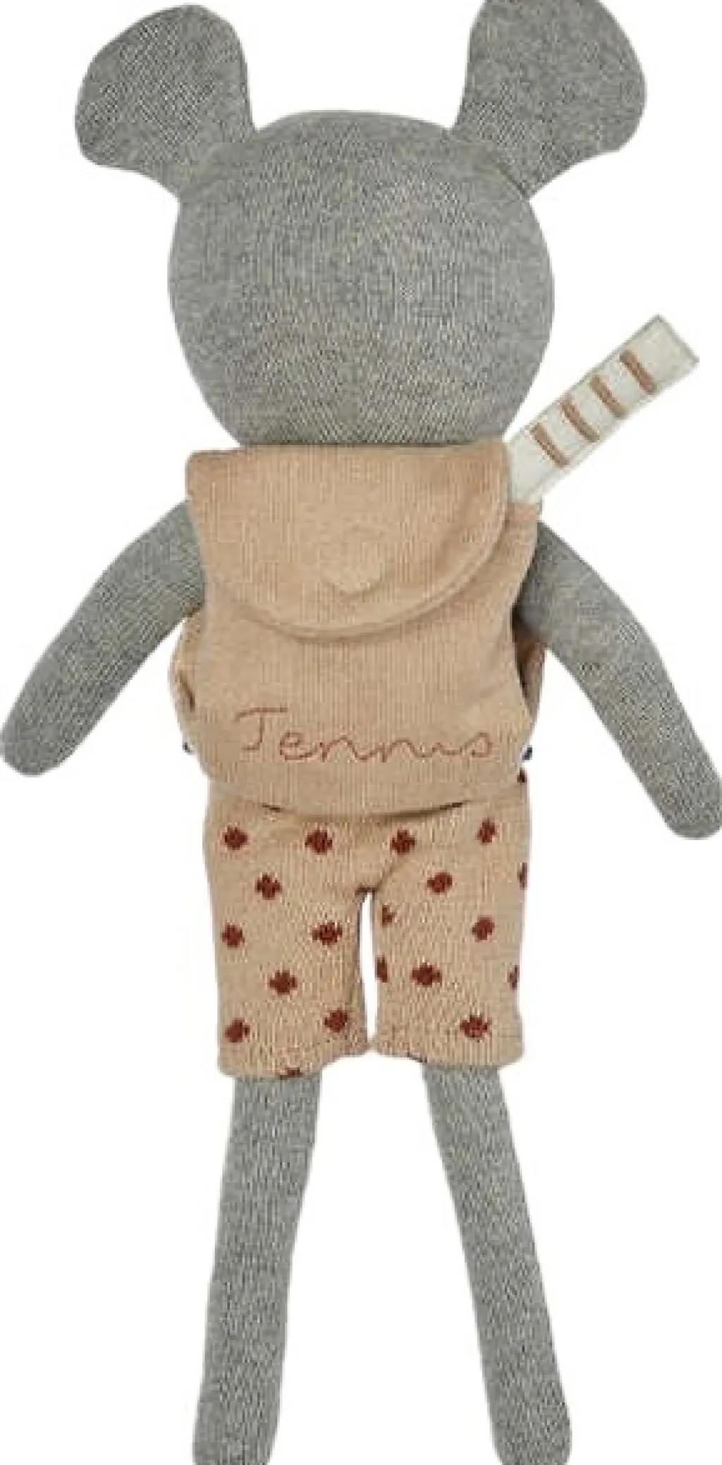 Outlet Nuni Mouse Tennis Dukke 34,5 cm, Light Grey Børn Tøjdyr Og Nusseklude
