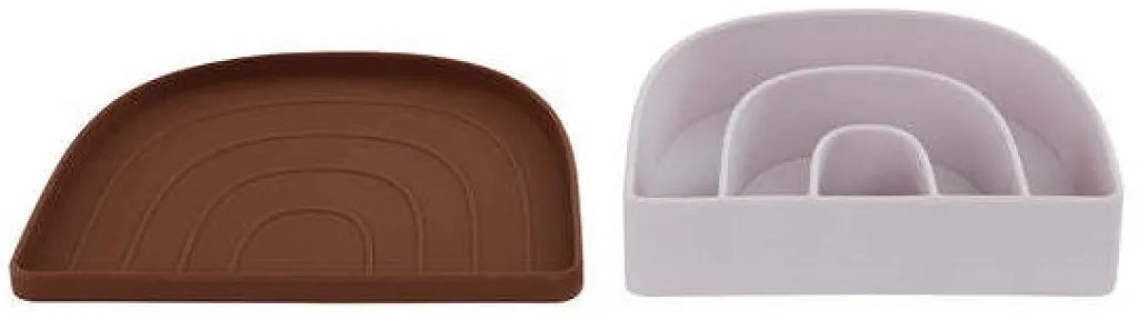 Børn OYOY Mini Børnetallerkener|Børnetallerkener > Tallerken og Skål Regnbue 2 stk, Caramel