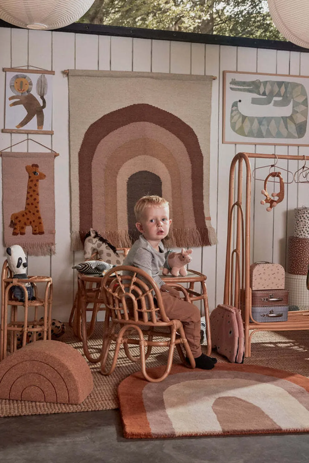 Børn OYOY Mini Stue|Interiør Til Børneværelset > Vægtæppe Giraf 32x70 cm, Rosa