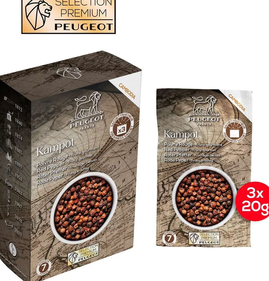 New Peugeot Cambodian Peber 60 g Rød
