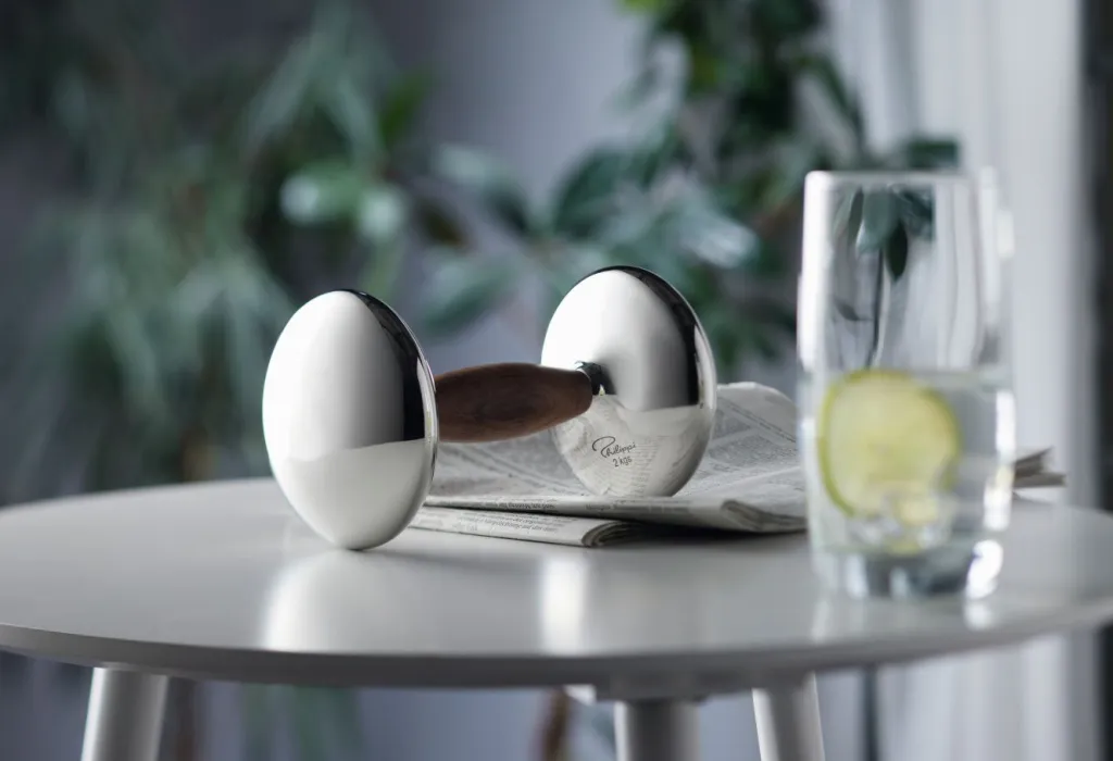 Philippi Stue|Velvære > STUDIO Designer-håndvægt 18 cm, Blankt Stål/Rosentræ