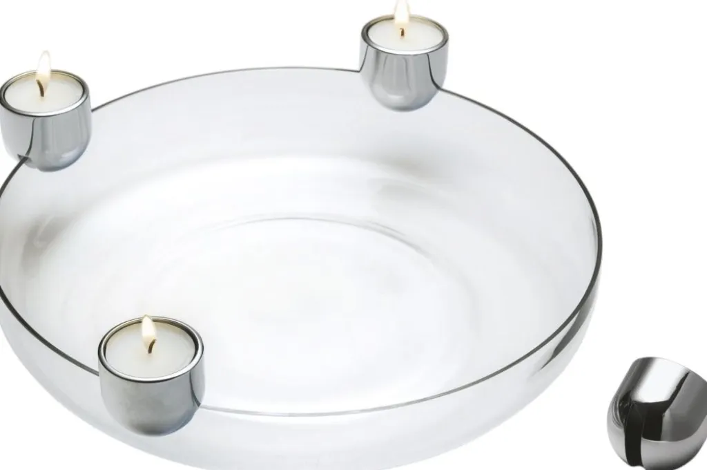 Sale ARENA Skål/Fyrfadsstage Ø30 cm, Klar/Krom Fyrfadsstager