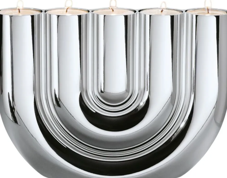 Sale Philippi DOUBLE U Fyrfadsstage H15 cm, Krom
