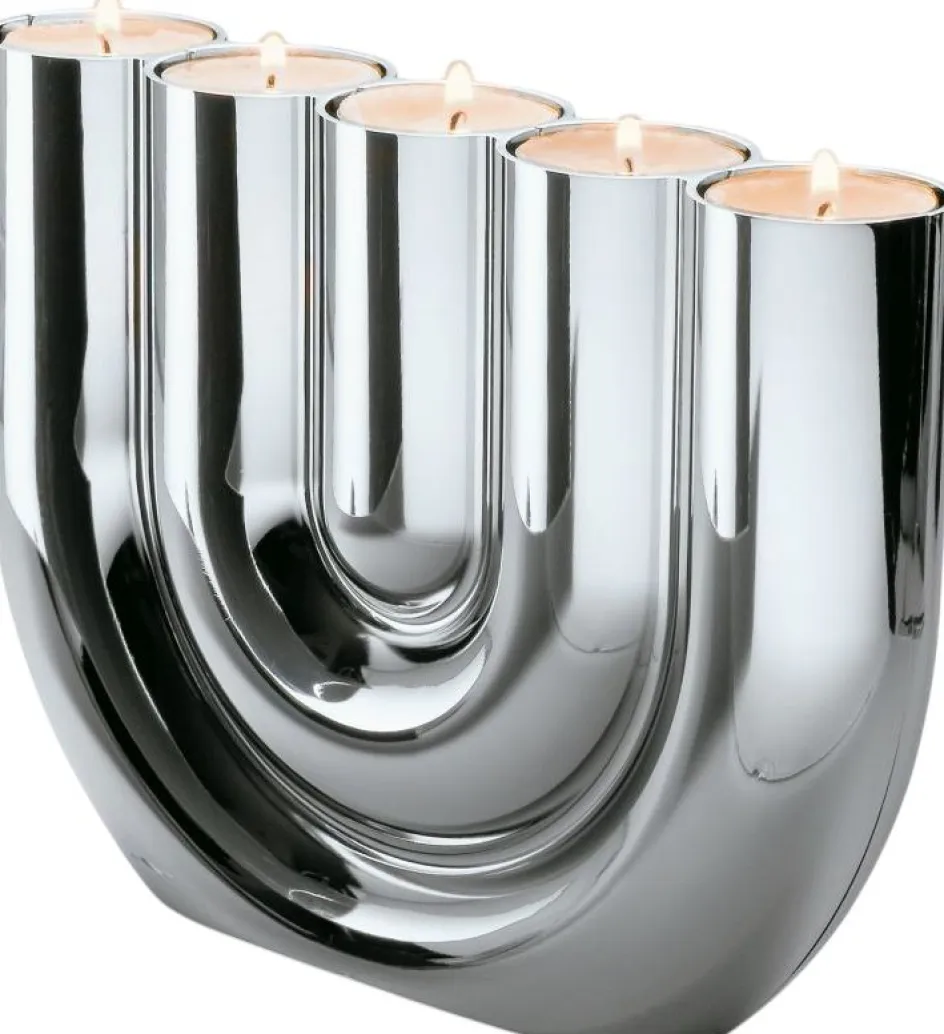 Sale Philippi DOUBLE U Fyrfadsstage H15 cm, Krom