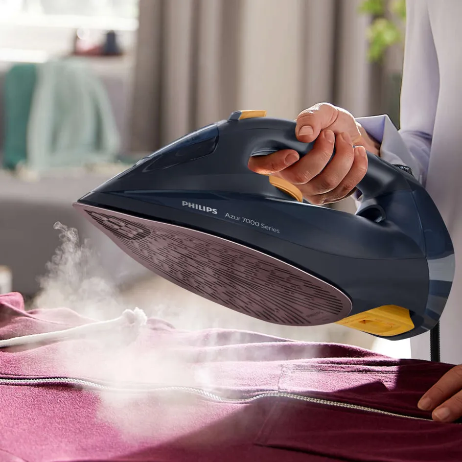 Discount Philips 7000 Series HV Dampstrygejern, Blå/Gul