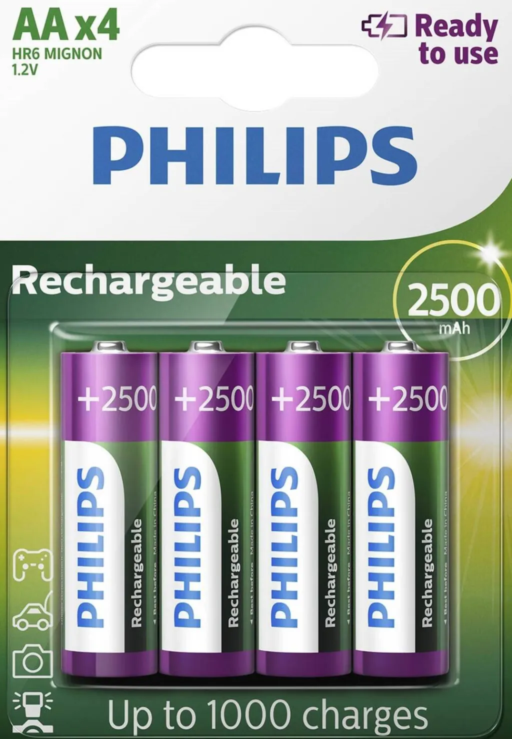 Hot AA-batteri 2500 mAh Genopladelig 4 stk. Batterier