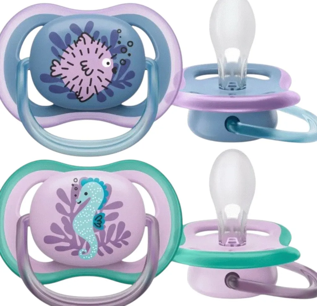 Hot Avent Ultra Air Sutter 6-18 mdr. 2 stk, Lyserød/Blå Børn Sutter Og Tilbehør