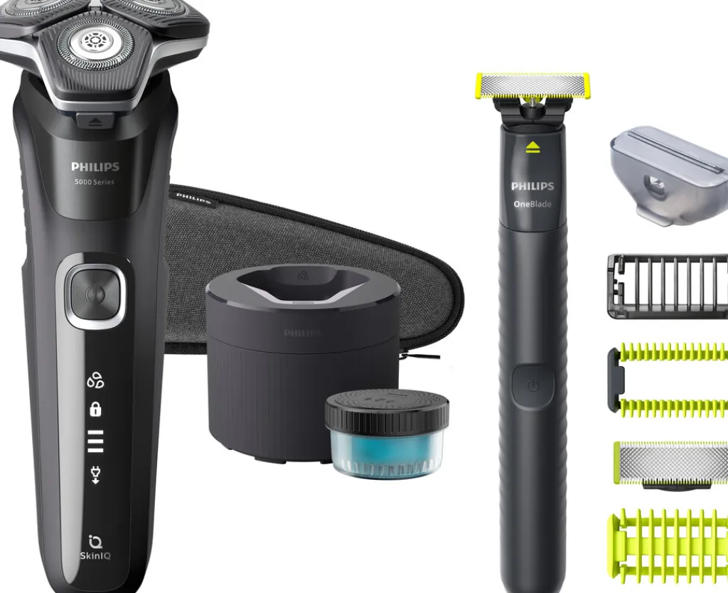 Clearance Series 5000 Wet and Dry Barbermaskine m. Rensekapsel, Hybridstyler og Etui, Mørk Krom Barbering