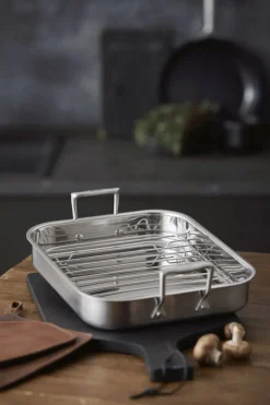 Pillivuyt Gourmet Bradepander > Somme Bradepande m. Rist 32x26,5x5,5 cm, Rustfrit Stål