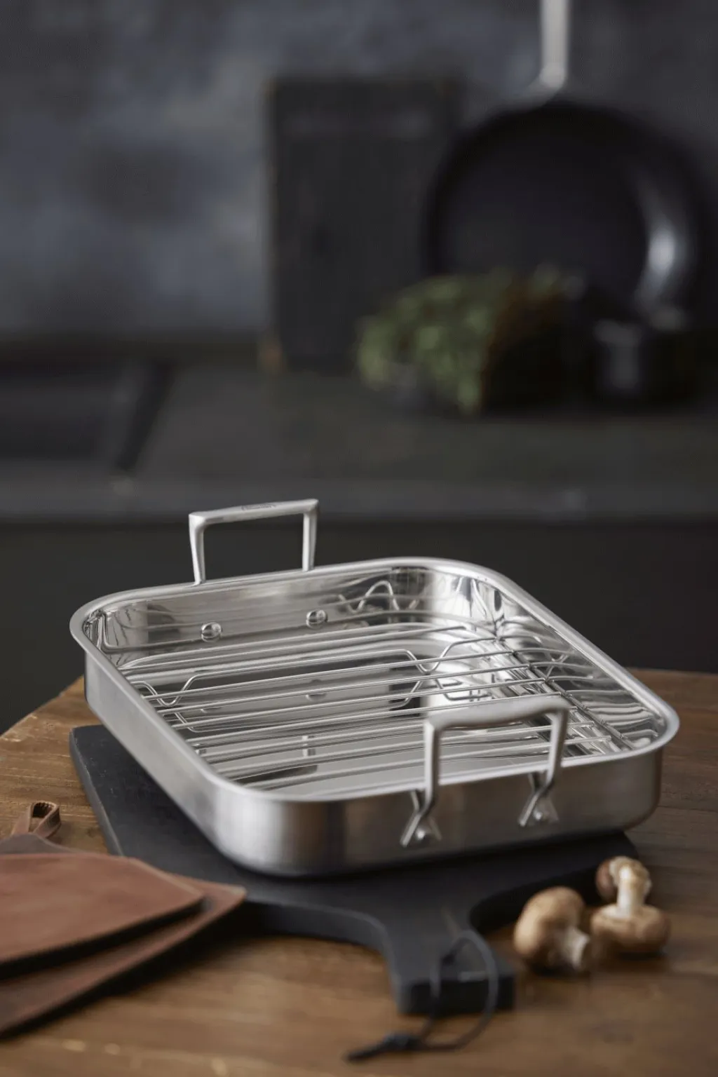 Pillivuyt Gourmet Bradepander > Somme Bradepande m. Rist 32x26,5x5,5 cm, Rustfrit Stål