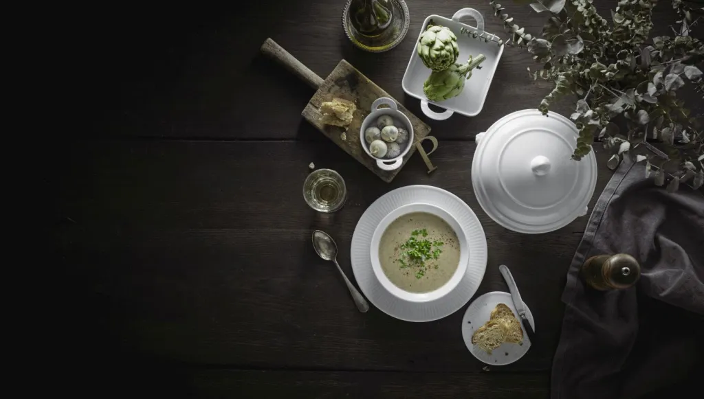 Plissé Dyb Salat/Pastatallerken , Hvid Pastatallerkener|Dybe Tallerkener