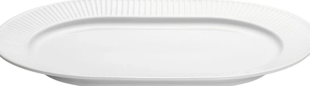 Sale Plissé Ovalt Serveringsfad 36 cm, Hvid Spisestue|Fade