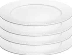 Clearance Plissé Tallerken 4 stk. 28 cm, Hvid Tallerkensæt