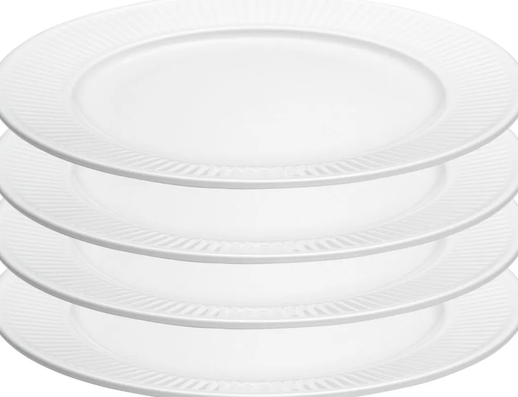 Clearance Plissé Tallerken 4 stk. 28 cm, Hvid Tallerkensæt