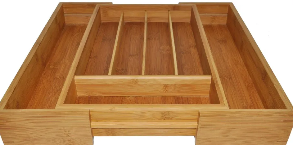 Online Point Virgule Bestikbakke Udvidbar 40,5x26,5x6,5 cm, Bambus