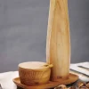 Hot RAW Keramisk Peberkværn og Saltkar m. Bakke, Teak