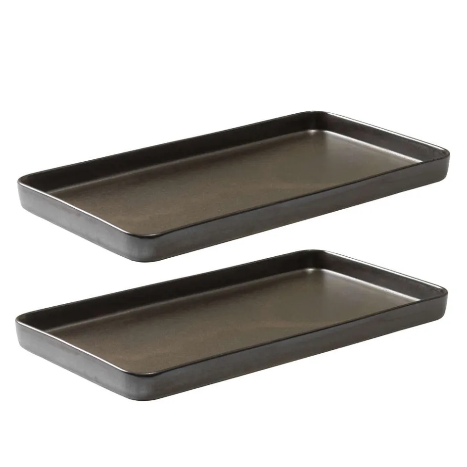 Discount RAW Serveringsfad 2 stk. 34x18 cm, Metallic Brown