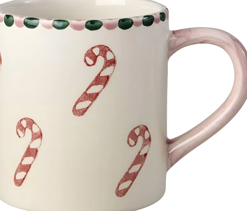 Best RICE Christmas Hand-Painted Krus 42 cl, Candy Canes