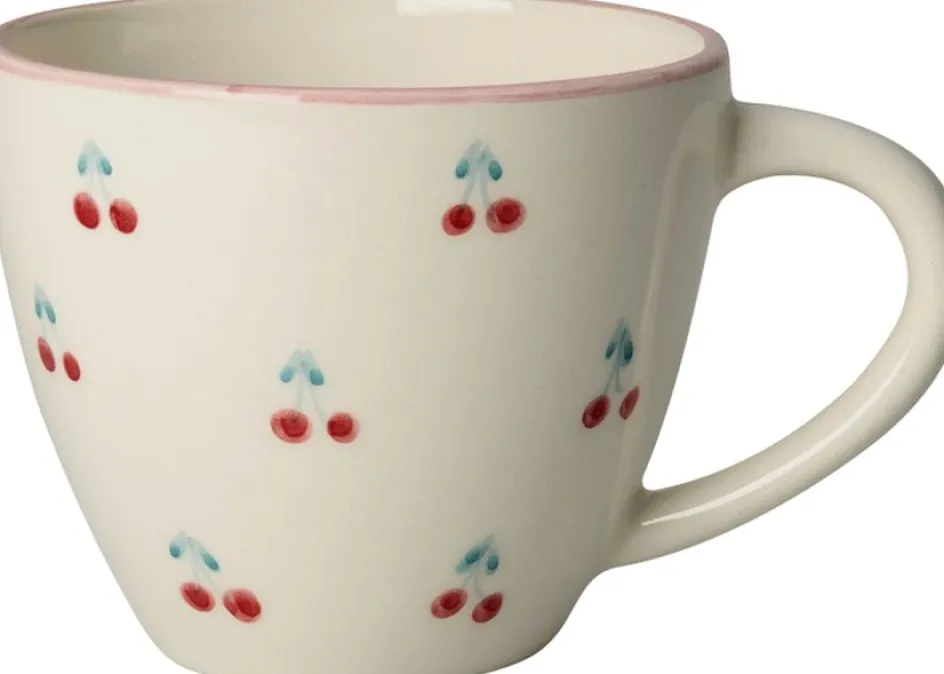Outlet RICE Hand-Painted Kop 42 cl, Cream Cherries