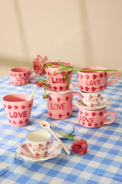 New RICE Hand-Painted Kop 30 cl, Love/Pink