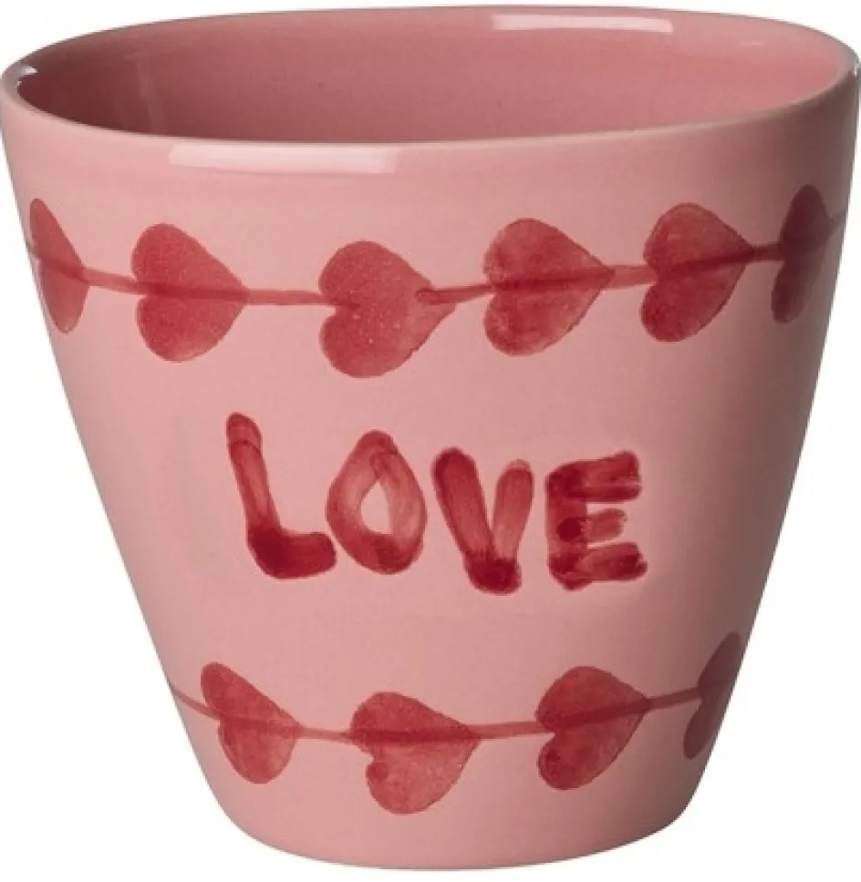 New RICE Hand-Painted Kop 30 cl, Love/Pink