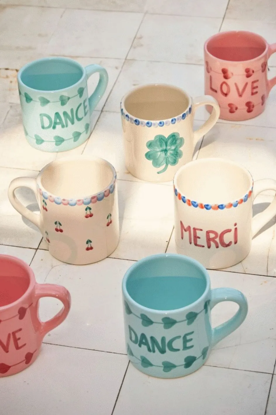 RICE Hand-Painted Kop , Good Luck Clover