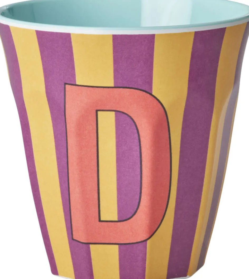 Outlet RICE KIDS Alfabetkop Stripes Kop 25 cl, D - Cyan