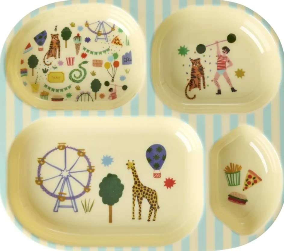 Discount RICE KIDS Børnetallerken 24,5 cm, Fun Fair/Mint