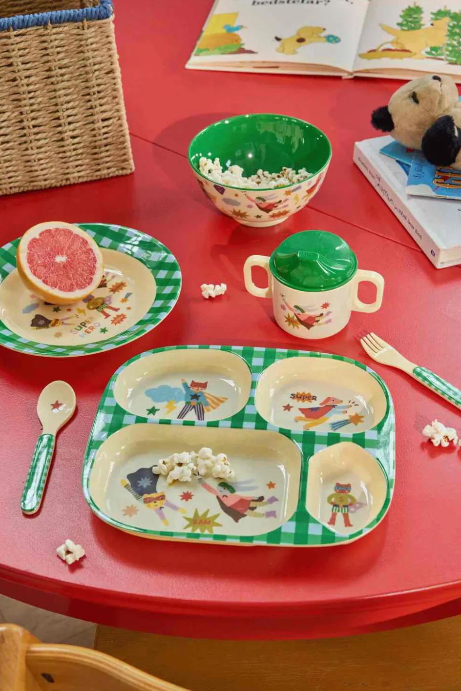 Sale RICE KIDS Børnetallerken 24,5, Hero/Grøn