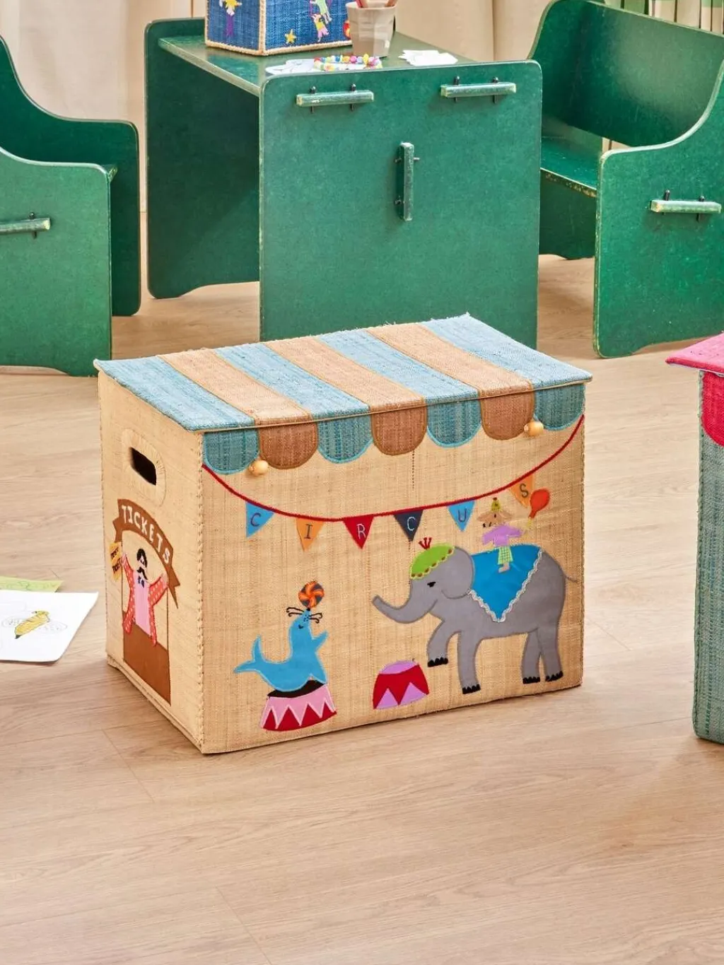 Børn RICE KIDS Opbevaring Til Børneværelset|Børneværelse > Opbevaringskasse 47x28 cm, Cirkus/Natur