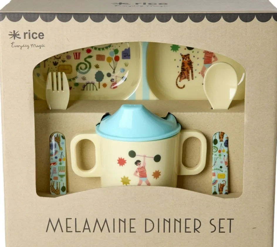 Sale RICE KIDS Spisesæt 4 Dele, Fun Fair/Mint