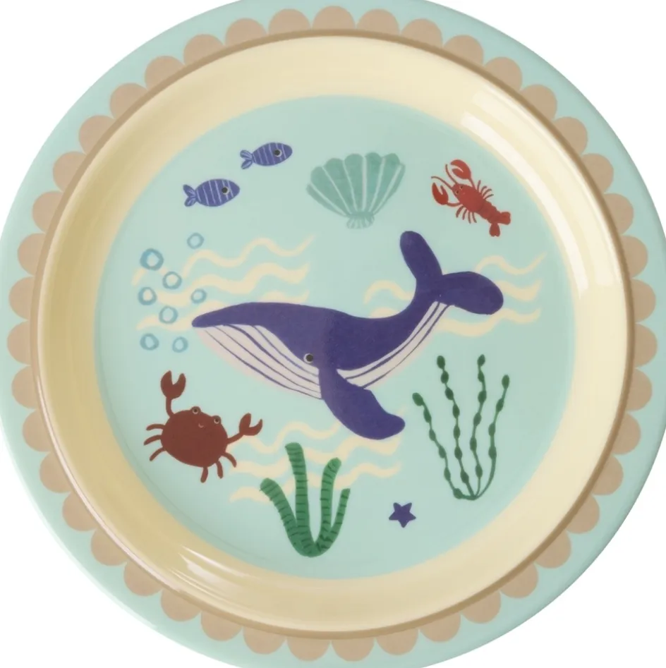 Outlet RICE KIDS Tallerken 20 cm, Ocean/Hval