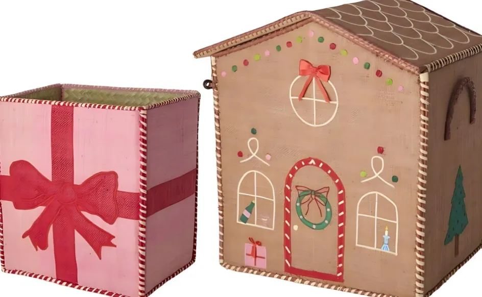 Outlet RICE Raffia Kurv 2 stk, Gingerbread