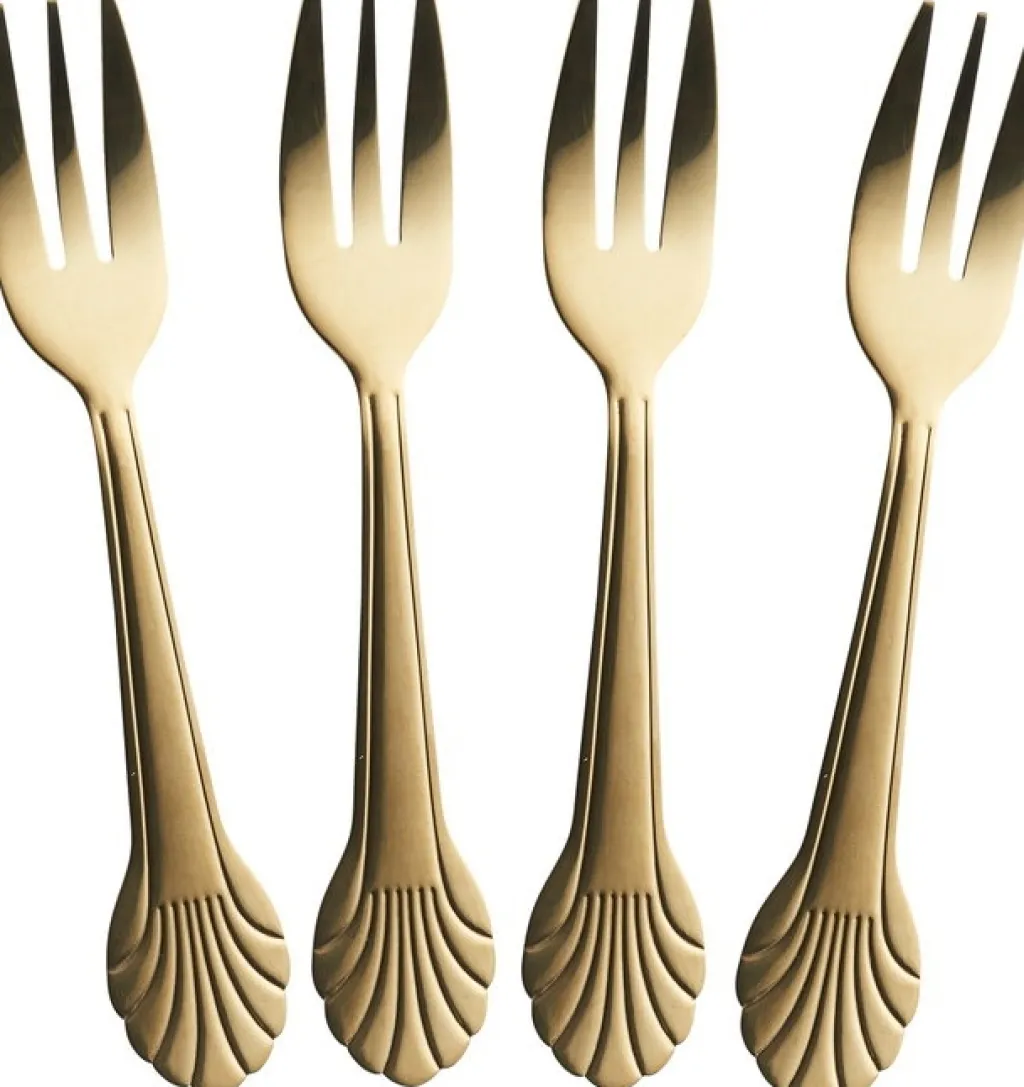 RICE Kagegafler > Seashell Kagegaffel 4 stk. 14 cm, Guld