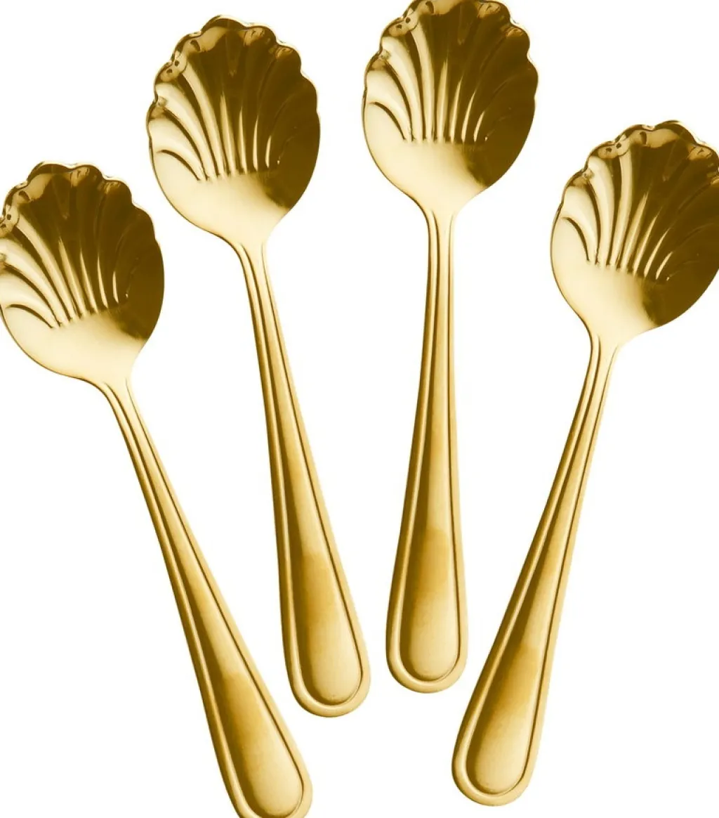 RICE Teskeer > Seashell Teske 4 stk. 14 cm, Guld