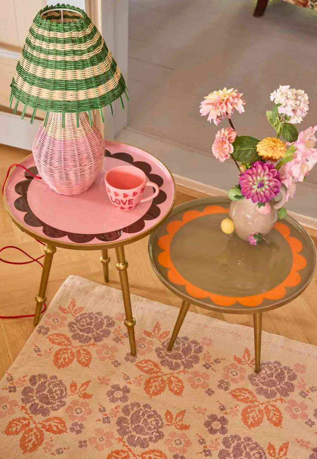 Hot Sidebord H51 cm, Pink Borde
