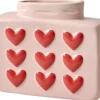 Clearance RICE Embossed Hearts Vase H13 cm, Pink